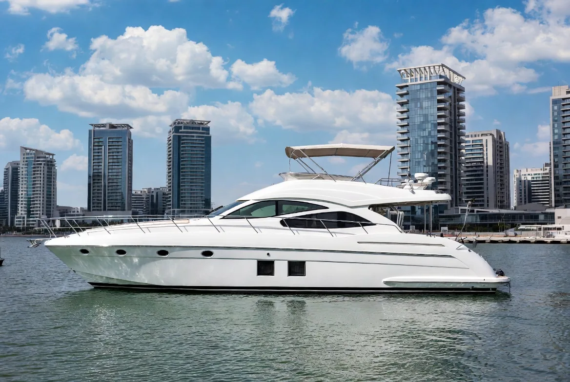 42ft yacht available for rent in Dubai Marina — luxury boat charter for 12 guests with captain